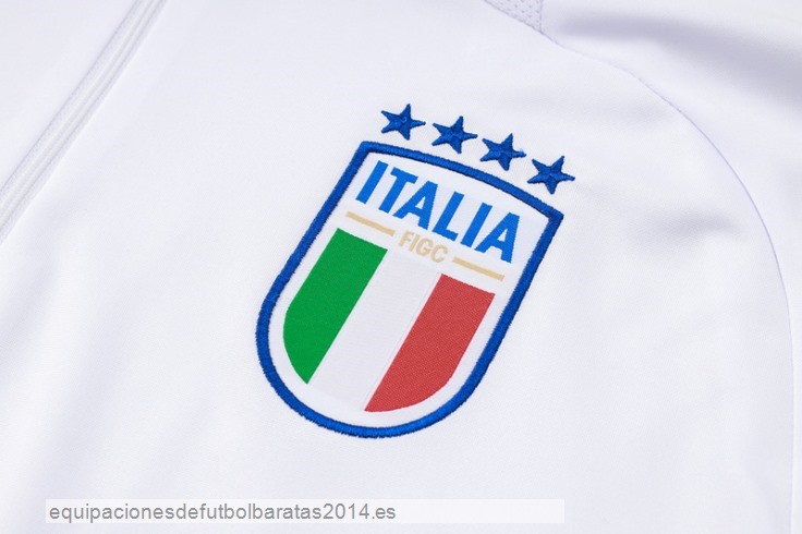 Nuevo Conjunto Completo Sudadera Entrenamiento Italia 2024 Blanco Azul Marino Baratas